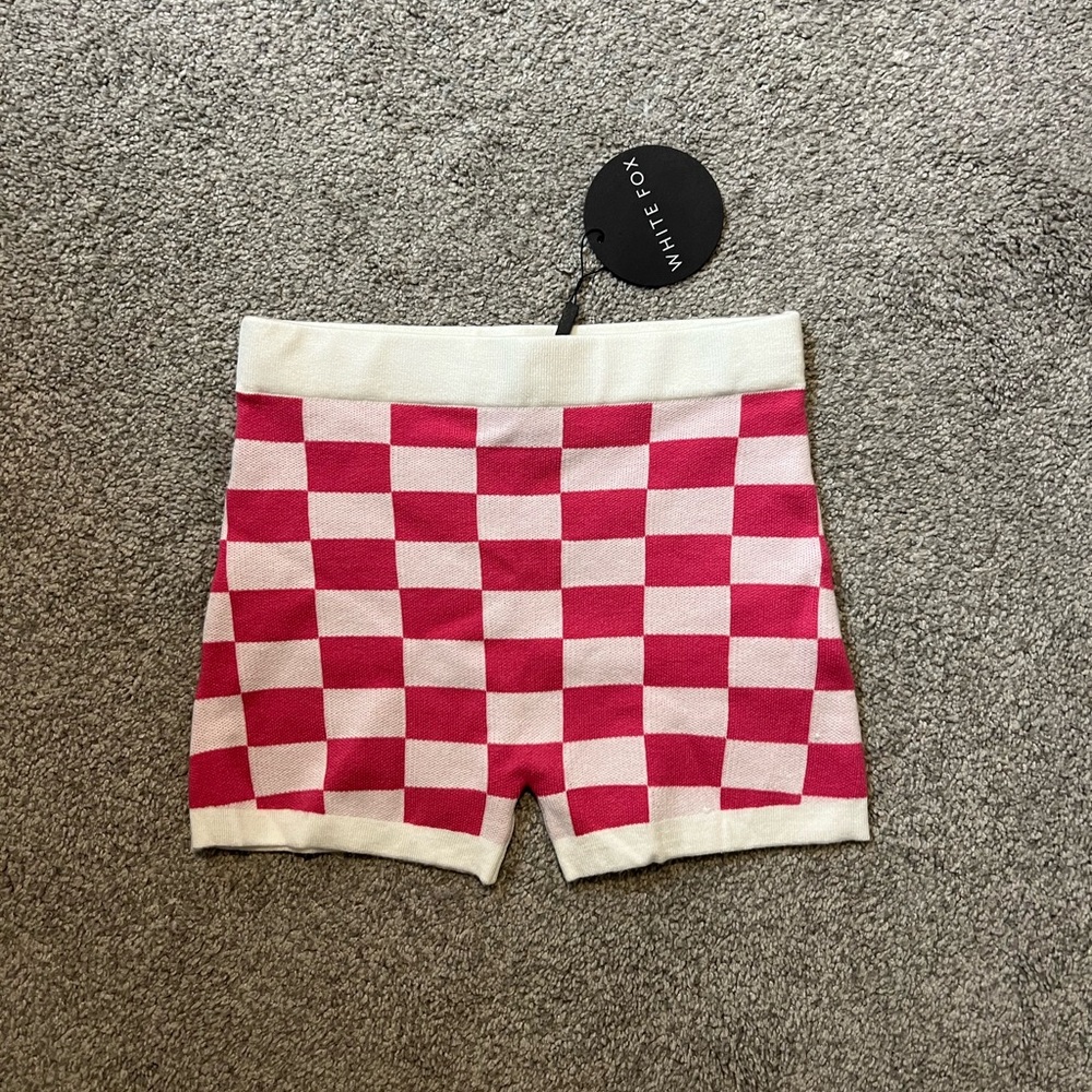 White Fox Pink Checkered Shorts